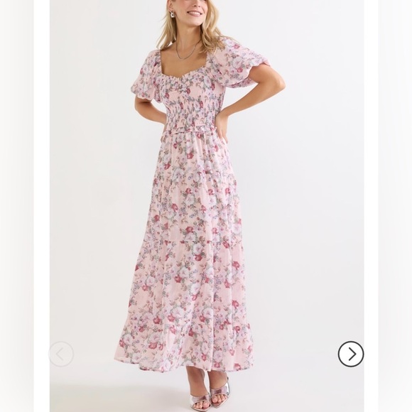 NWT Carmella Floral Smocked Waist Maxi Dress XS long dress - flowy - Picture 2 of 10